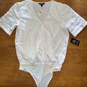 Express White Wrap Bodysuit